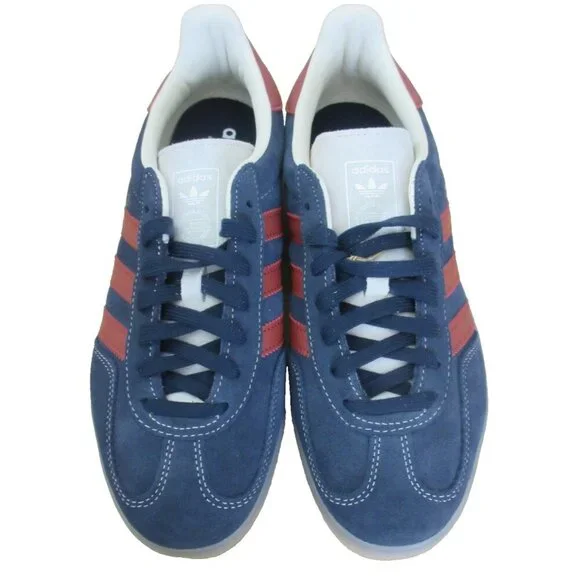 Adidas Men's Gazelle Indoor Suede Striped Shoes Navy Red White Sizes NIB JH5404 - Picture 3 of 5